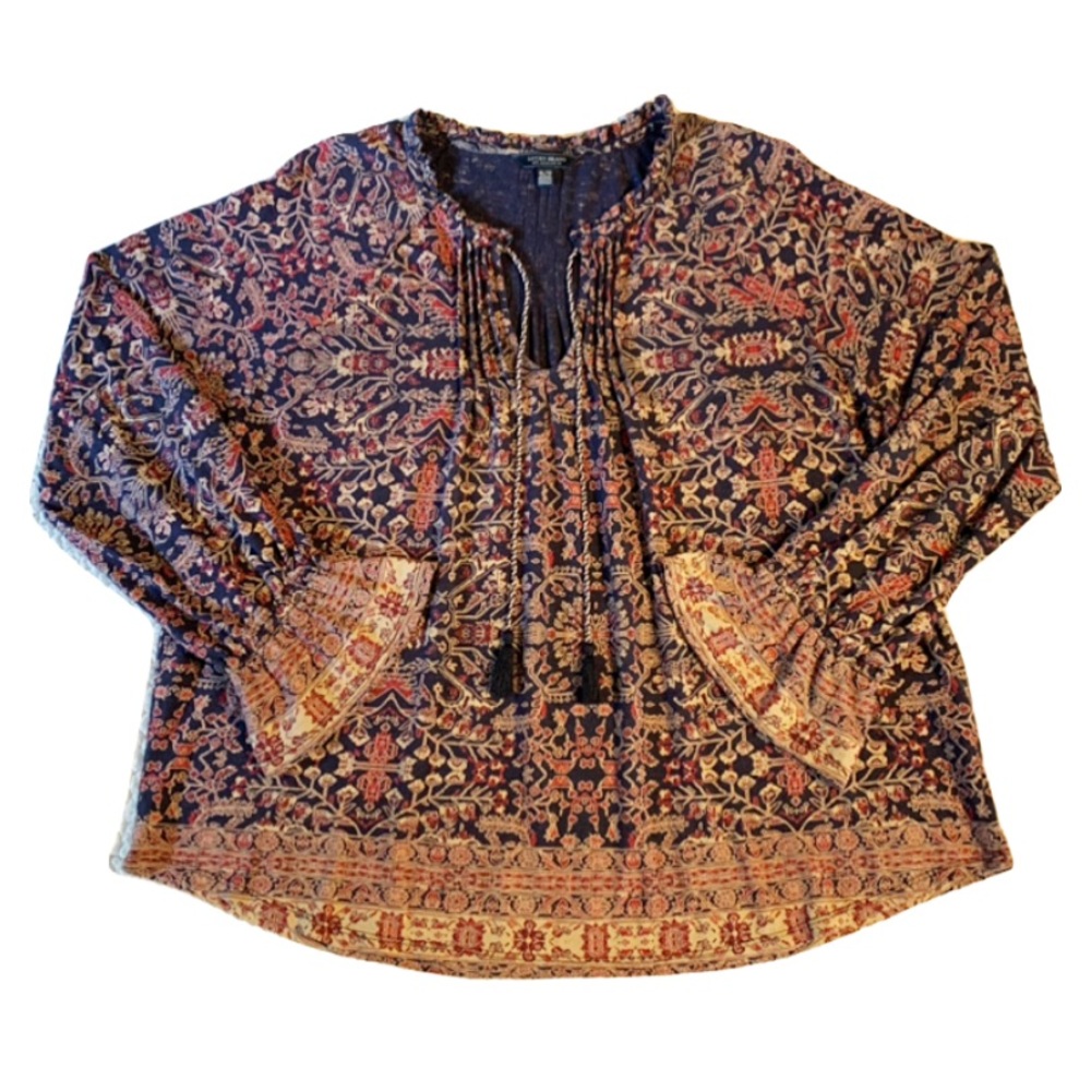 Lucky Brand Boho Blouse (Navy Blue) Size XL